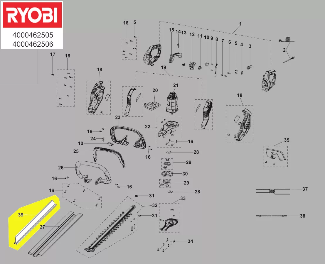 collecteur coupe HEDGESWEEP réf. 5131041439 Ryobi